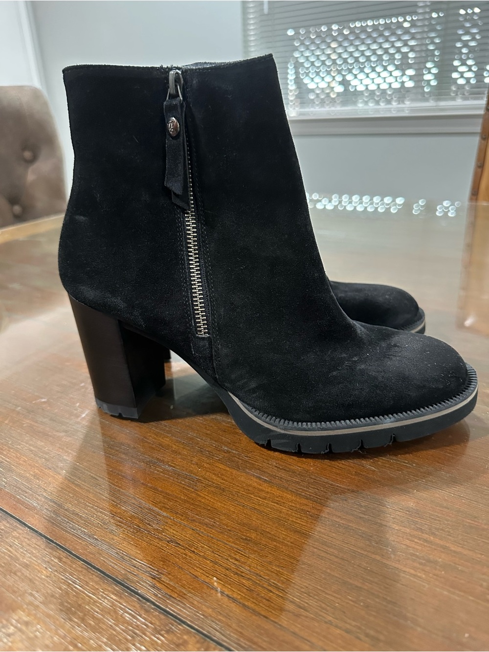 Paul Green Sloane Womens US 6.5 Shoes Black Suede Pull On Zip Ankle Bootie